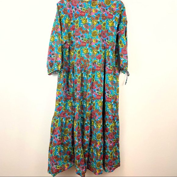 J.Crew Blue Multicolor Floral Tiered Maxi Dress Size Small - Picture 8 of 14